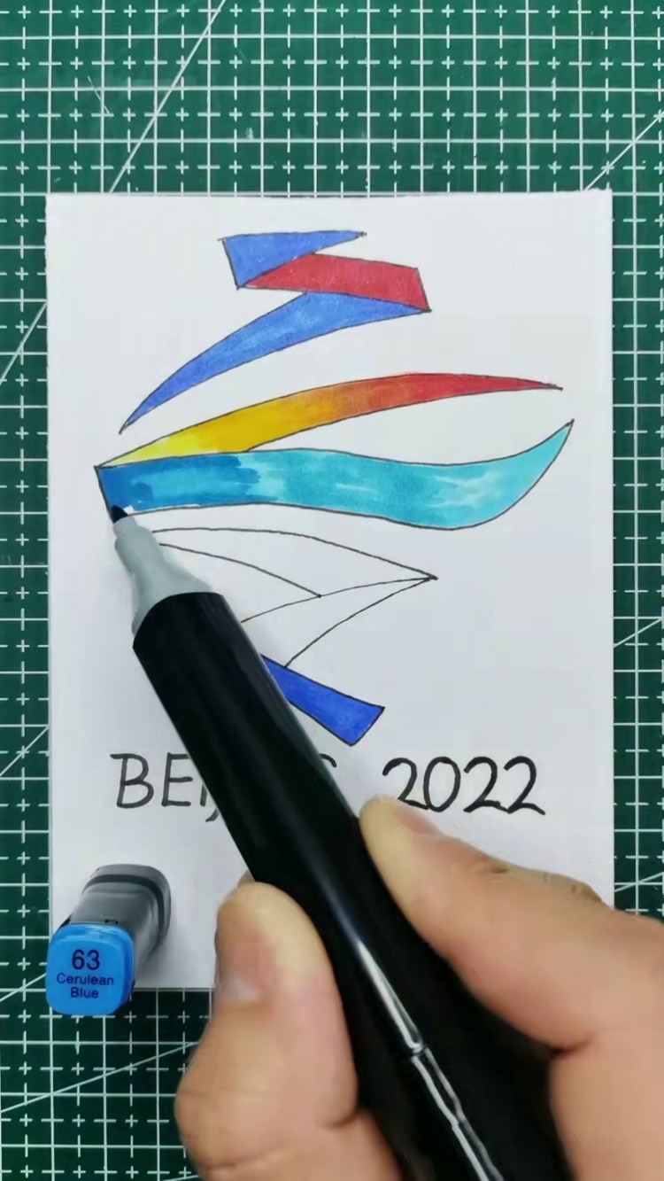 2022冬奥徽章简笔画图片